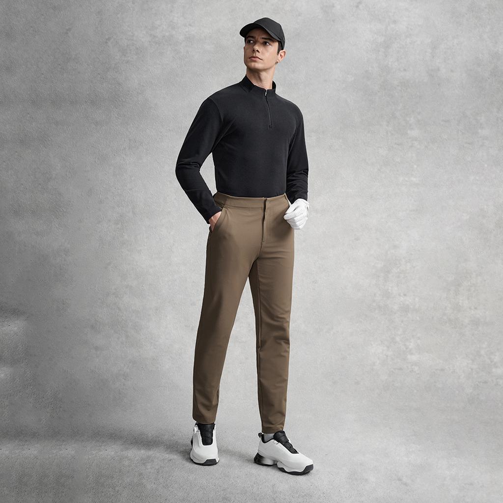 FILA Fleece Lined Warm Fashionable Simple Quality Sports Casual Golf Versatile Soft Comfortable Long Sleeve T-Shirt Men tops Deep-Black A11M615218FBK