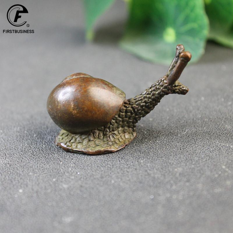 Antique Copper Snail Figurines Miniatures Desktop Ornaments Small Animal Statue Living Room Home Decorations Crafts Accessories