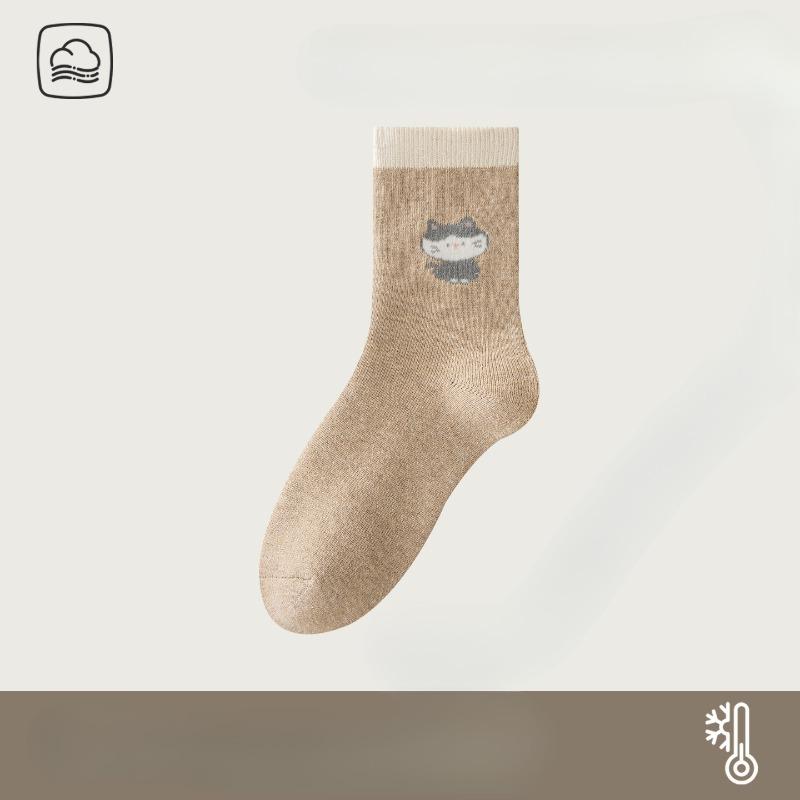 Women in Autumn and Winter Plus Velvet and Thick Warm Cotton Anti Cold Hair Ring Moon Socks