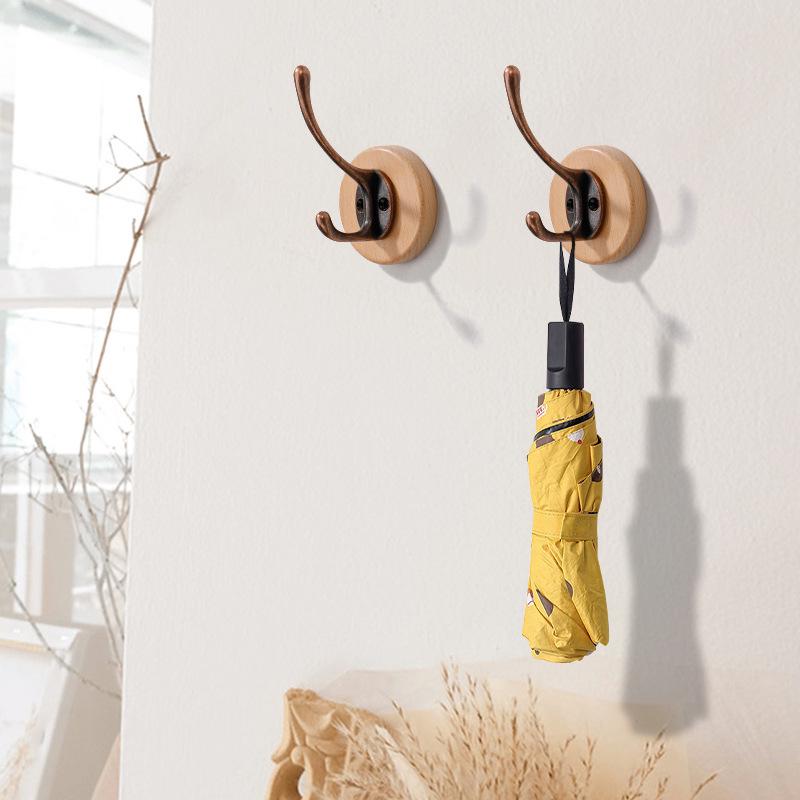 Black Walnut No-Drill Wall & Door Hook for Clothes and Hats