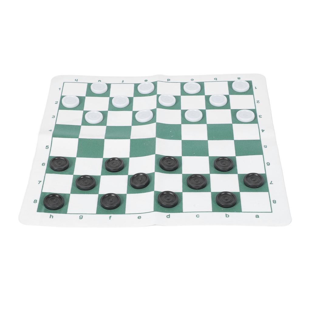 Checkers Set Educational Portable Foldable PU Lther Board Draughts Board Game for Children Adults