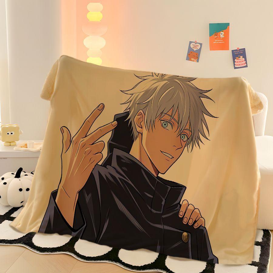 Cool Jujutsu Kaisen Gojo Satoru creative anime cartoon printed pattern fashion personality soft skin-friendly flannel blanket
