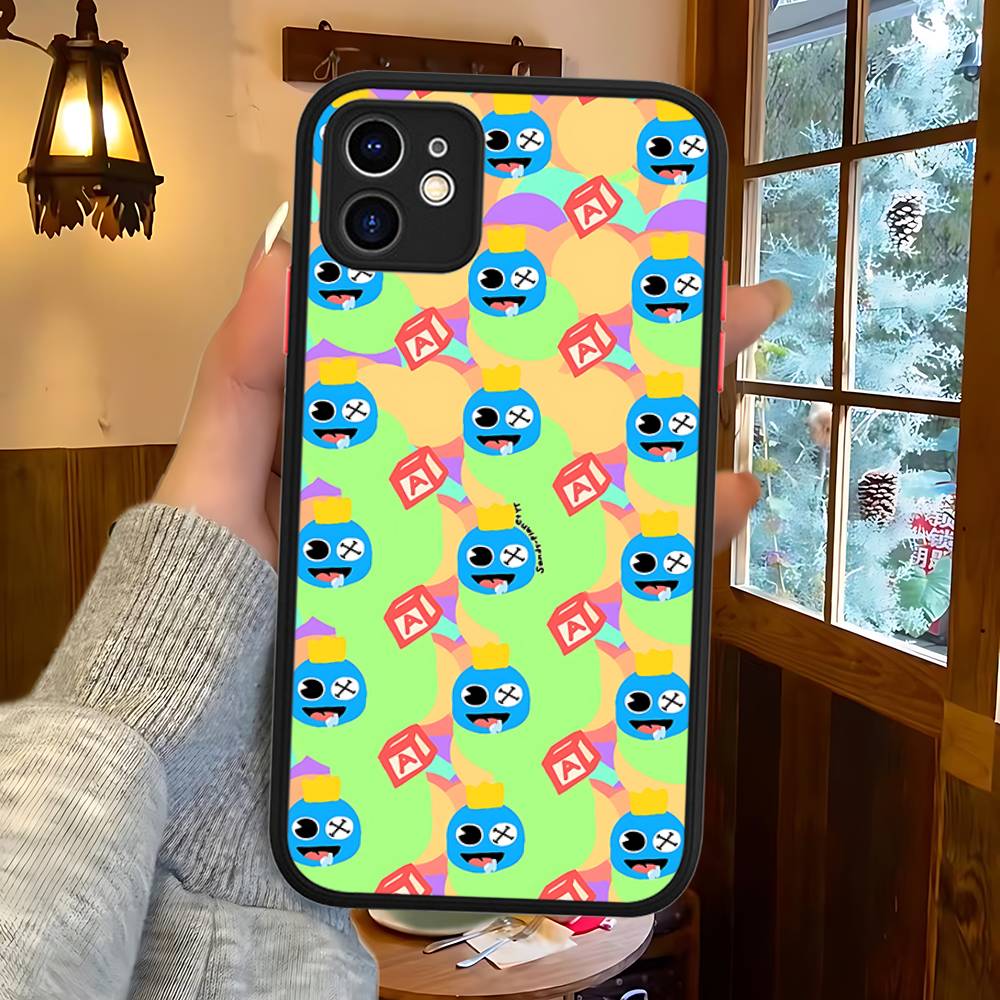 Cartoon R-Rainbow Friends For IPhone 16 15 13 12 14 11 Pro Max X XS MAX Color Case Matte Silicone Phone Cover