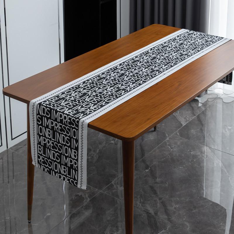 

Color Woven Jacquard Black English Alphabet Table Flag Bedside Flag Bucket Cabinet Cover Towel Household Tablecloth Tablecloth Customization 35X140