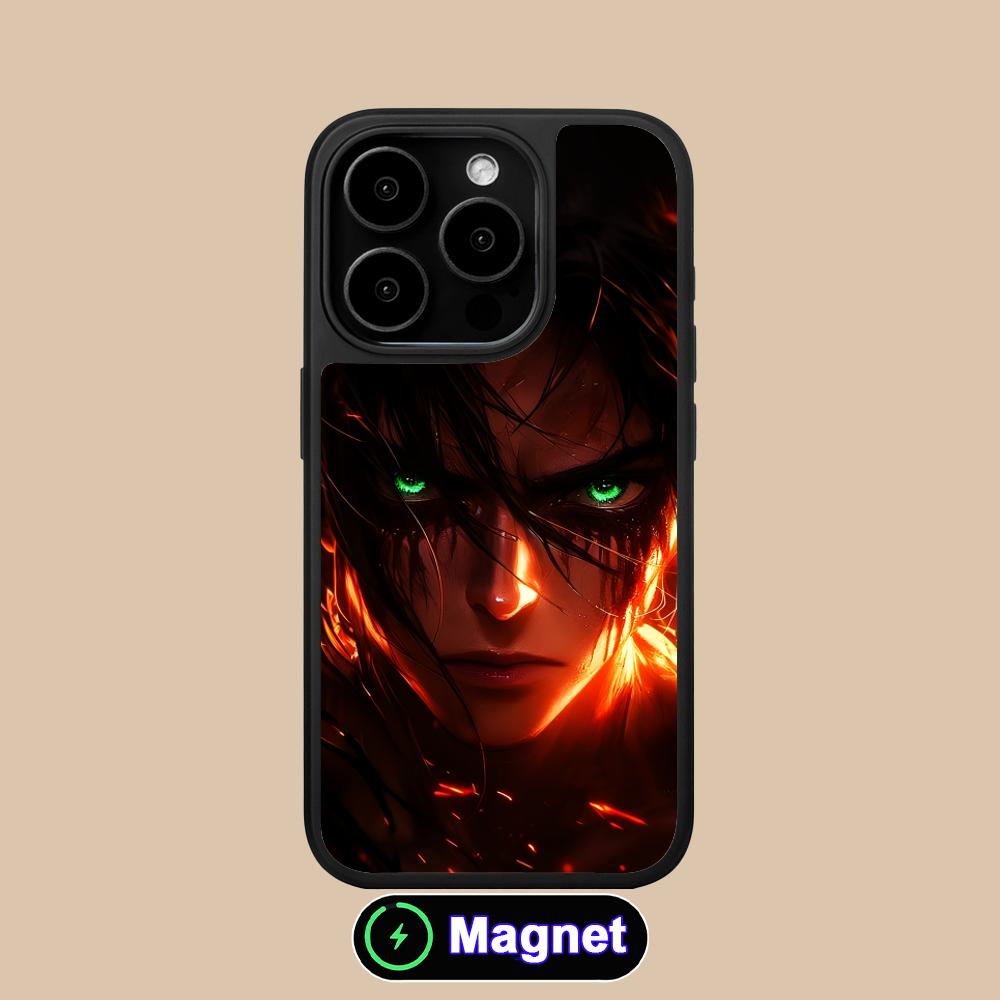 AOT Eren Yeager Matte Surface Magsafe Mobile Phone Case for iPhone 17 16 15 14 13 12 11 Air Pro Max Plus Colorful Cover