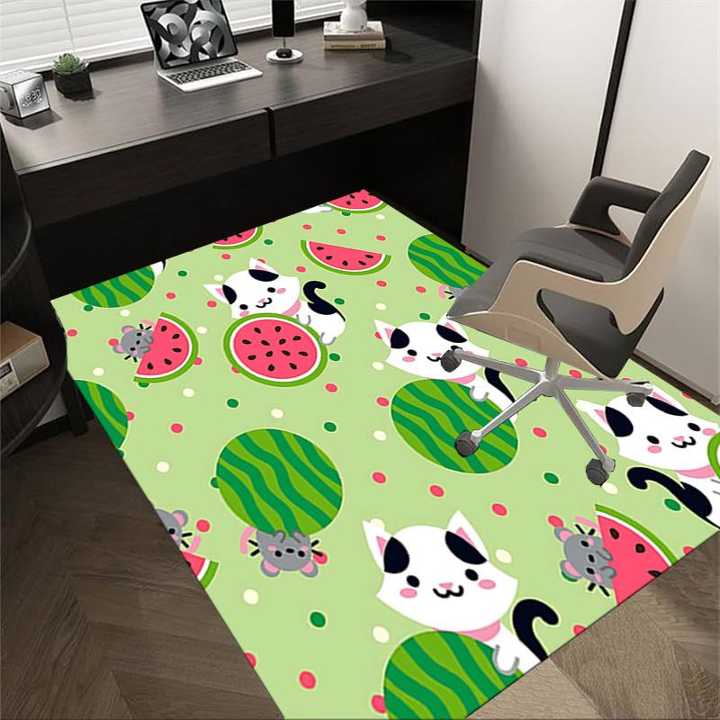 

1PC cat watermelon Non-Slip Floor Carpet Compatible for Office&Living Room&Bedroom&Dining room - Flat-Weave Machine-O373 60cm by 90cm