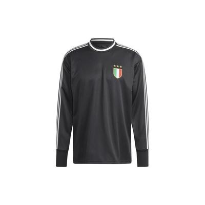 Einfarbig gestreiftes Logo Langarm-T-Shirt Herren Oberteile Schwarz HS9804