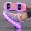 Four-wheel Running Shoes Detachable Flat Shoes Rechargeable USB Luminous Sports Light Shoes Girls Roller Skates Boys Shoes