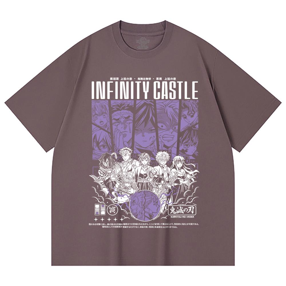 230 Gsm 100% Cotton Demon Slayer V90 Infinity Castle Print Unisex Heavy Cotton T Shirt