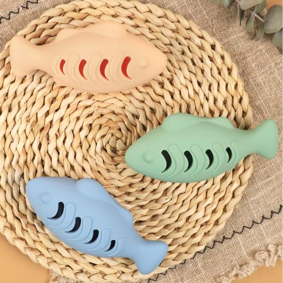 Silicone Fish Cat Toy with Catnip Balls Bite-Resistant Teeth Cleaning Toy for Indoor Cats Interactive Fish Doll for Bored Relief