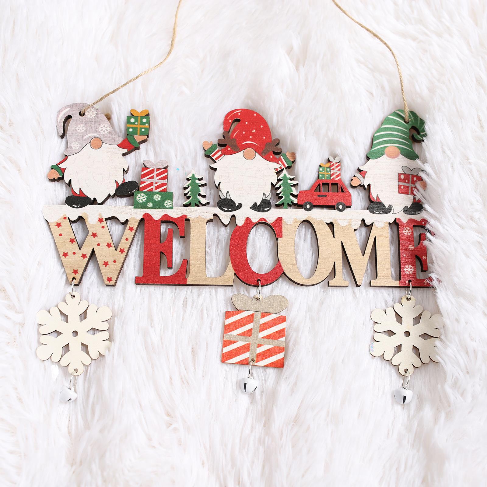 

1/2/3PCS Random Wooden Christmas Door Hanging Ornaments Rustic Santa Claus for Home Happy New Year Christmas Door Pendants XL