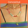 Collana Ciondolo Cane in Argilla Morbida Fiore Geometrico alla Moda Gioielli Stratificati Eleganti Per Donna