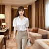 Women's Embroidered Blouse Puff Sleeve Pearl Detail Button-Down Top