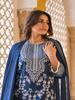 Women Blue Kurta Set with Dupatta Printed Ethnic Suit Festive & Party Wear