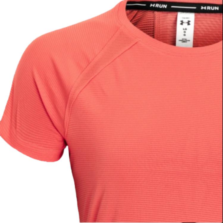 Under Armour Solid Color Round Neck Running Short Sleeve Raglan T-Shirt Women Tops Venom-Red 1371145-690