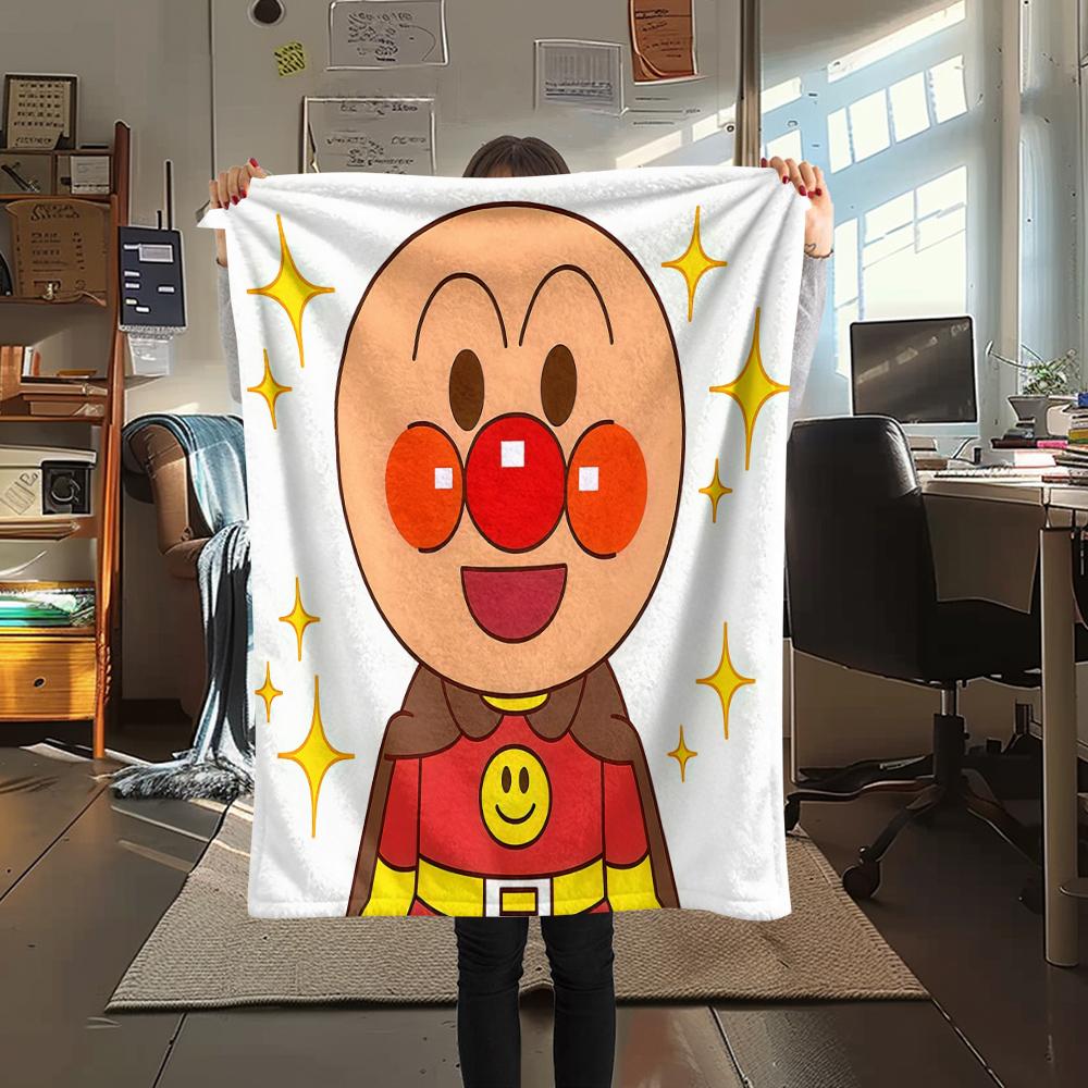 1PC Anpanman Print Flannel Blanket, High quality All Seasons, Home Decor, Warmth and Comfort, Perfect for Christmas Gifts