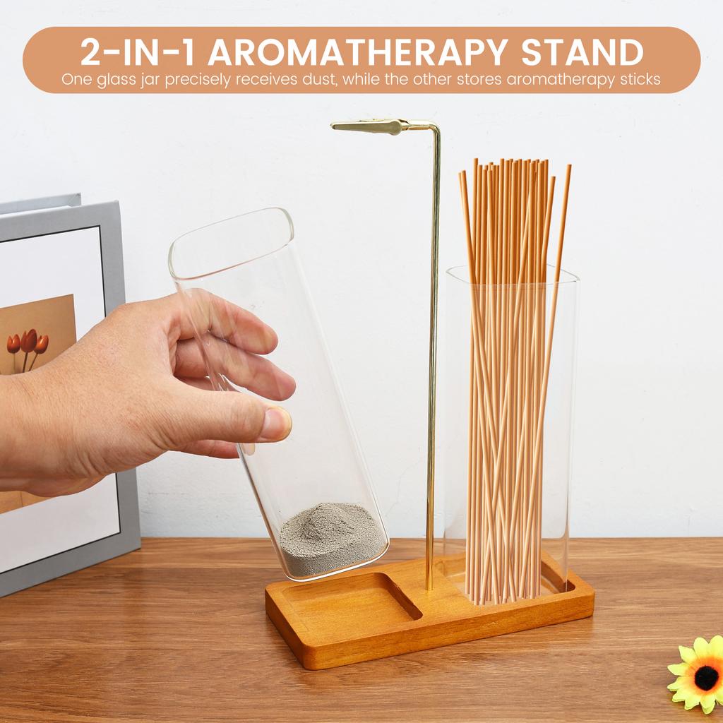 2 in 1 Incense Holder for Sticks Anti-Ash Flying Incense Burner with Glass Ash Catcher and Sticks Organizer for Meditation Yoga