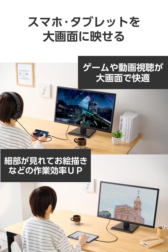 Elecom Konverze na HDMI Kompatibilní s Google a USB-C kabelem, 2m, Zrcadlení více displejů 4K/60Hz, iPhone, Pixel, Xperia, Galaxy, iPad, Surface,