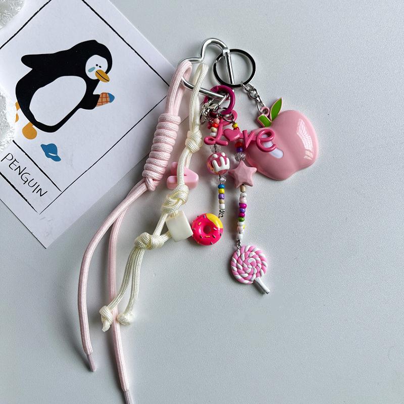 

Трендовый брелок из плетеного шнура в стиле Y2K, милый шнурок с Лабубусами, брелок, подвеска для сумки розовый