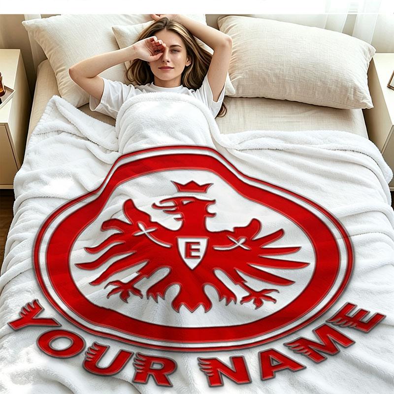 1PC Eintracht Frankfurt Custom Name Patterned Flannel Blanket Suitable For All Seasons for Home Decor Warmth and Comfort Gifts Holiday Present