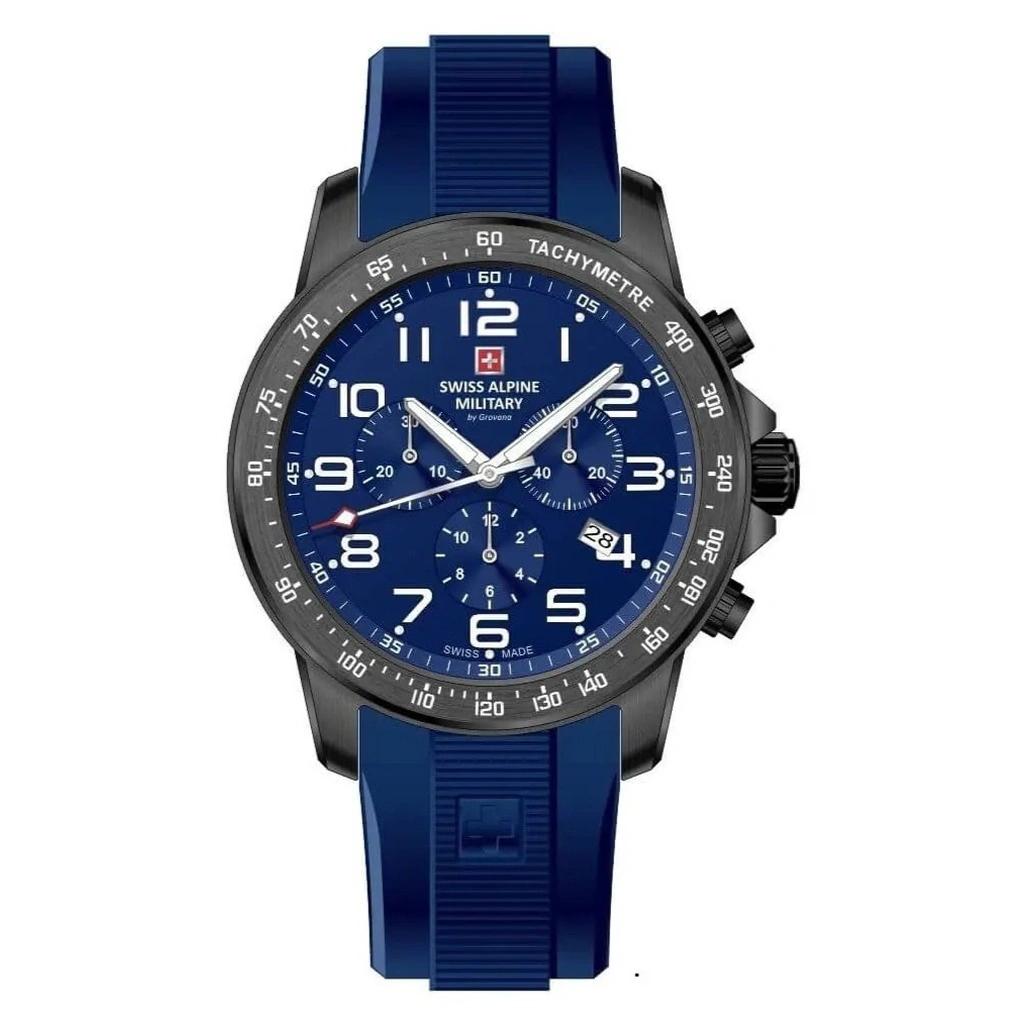 Swiss Alpine Military Ranger Хронограф Каучуковый ремешок Синий циферблат Кварцевые 7064.9875 100М Мужские часы синий