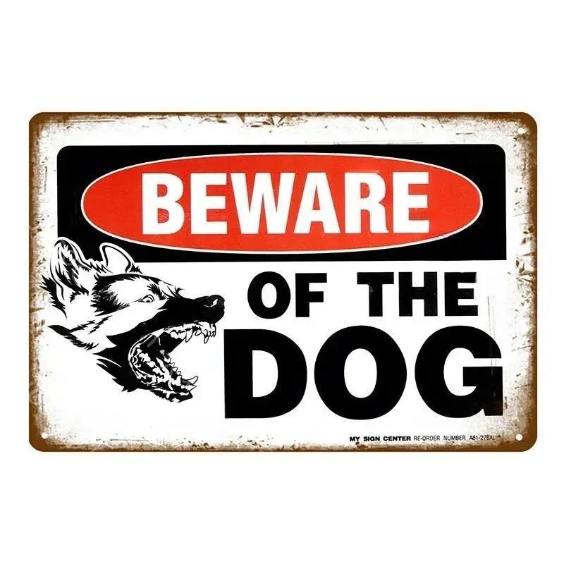 Warning Danger Metal Tin Signs Beware Of The Dog Cat Poster Vintage Wall Plaque Courtyard Garden Bar House Man Cave Decor