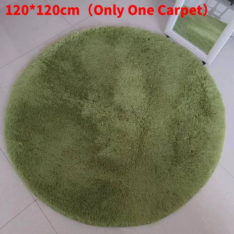 Round Rug For Living Room With Silk Wool Material And Tie Dye Pattern For Home Decor