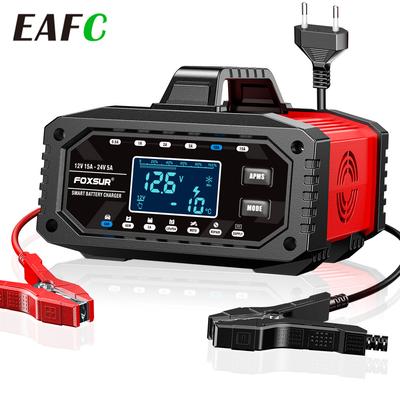 EAFC 12/24V 15A Smart Battery Charger 10- Stage Charger Protect For LiFePo4 AGM,EFB,GEL,CA ,Wet,Deep-Cycle Battery Usage