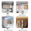 Up To 2.7m Adjustable Stainless Steel Shower Curtain Rod Clothes Drying Rack No-Drill Telescopic Pole for Laundry Room Bathroom