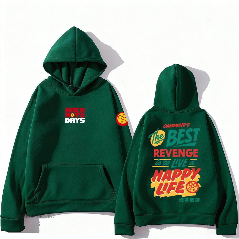 Live A Happy Life SakamotoDays Hoodies Casual Long Sleeve Fleece Sweatshirts Hooded Men Women Pullovers Anime Graphic Clothing