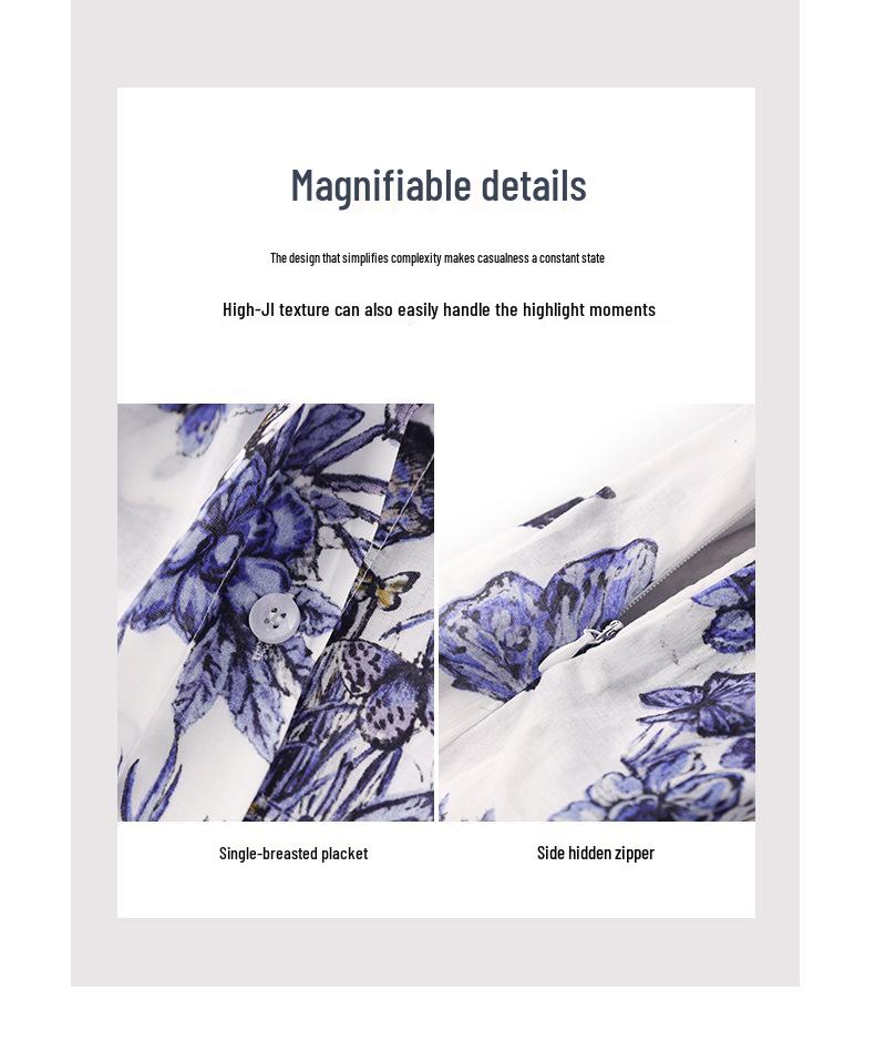 Elegantes A-Linien-Kleid mit floralem Muster im französischen Stil und taillierter Silhouette