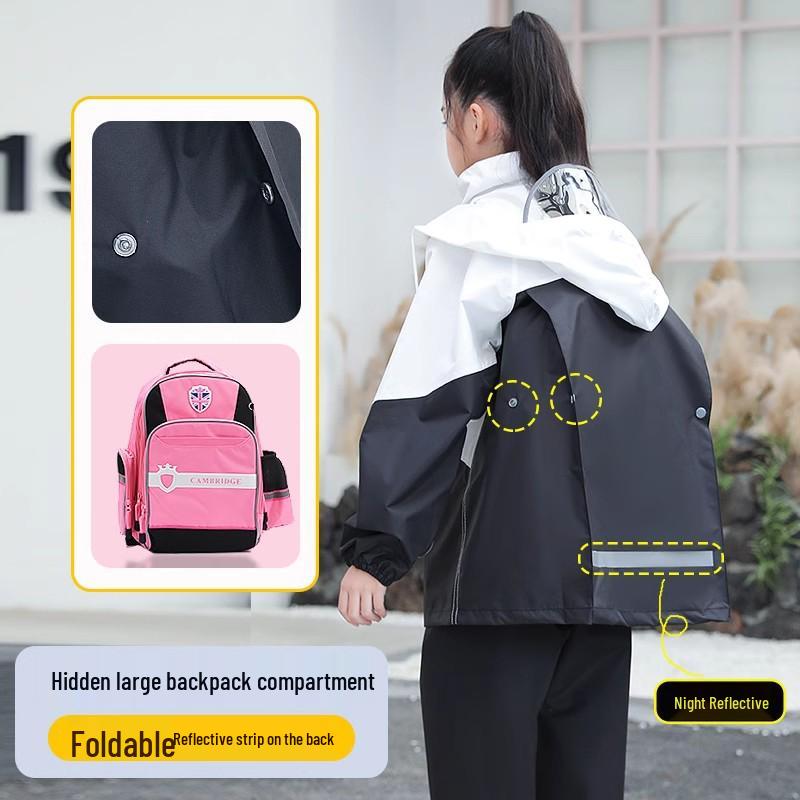 2023 Kids' Raincoat & Rain Pants Set - Boys & Girls Full Body Poncho for School