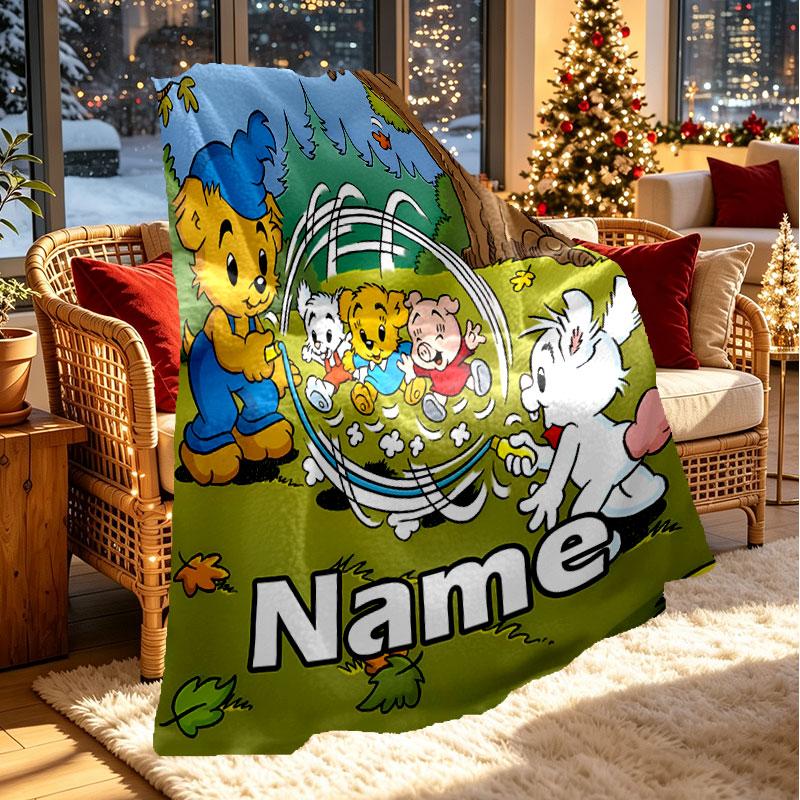 Custom Name Personalized Bamse Print Blanket, Home Decor, Bedroom, Sofa, Camping, Couch, Gifts for Birthday Christmas