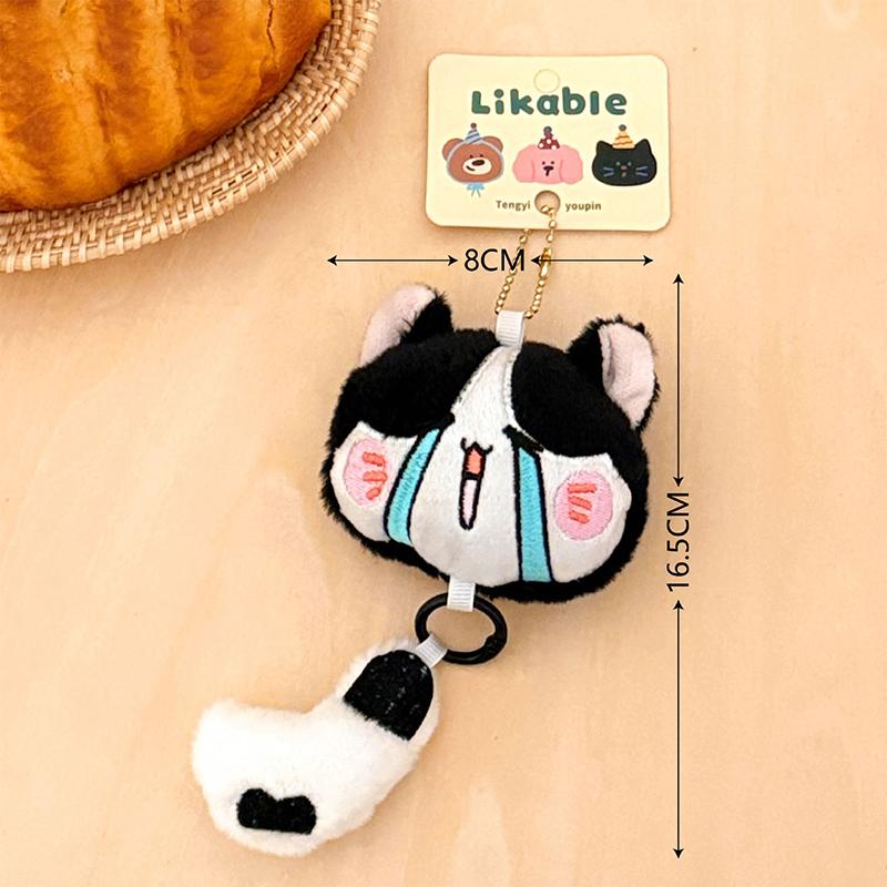 Cute Long-Tailed Kitten Plush Doll Pendant Cartoon Stuffed Doll Keychain Bag Charm Backpack Hanging Decoration Key Holder