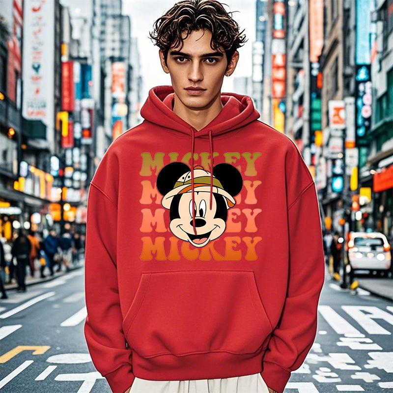 Disney Parent-child Set, Children's Animal Kingdom Mickey Mouse Head Printed Men's Hoodie, Casual Sportswear, Loose Top