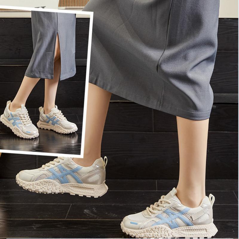 Genuine Leather Forrest Gump Shoes Thick-soled Mesh Women's Shoes Breathable Sports Shoes Lightweight Casual Comfortable Dad Shoes