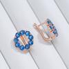 Blue Natural Zircon English Earrings For Women Trendy  Rose Gold Color Simple Round Shape Romantic Daily Jewelry