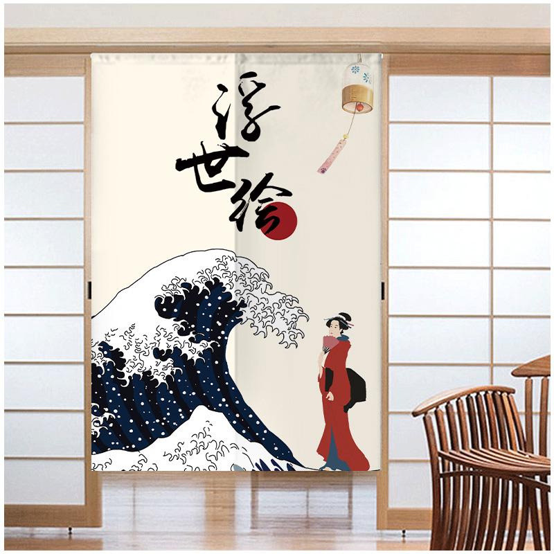 Japanese Sushi Door Curtain Partition Kitchen Doorway Decorative Drapes Cafe Restaurant Entrance Noren Half-Curtain