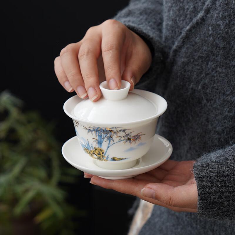 Shangqi White Porcelain Bamboo Ingot Gaiwan