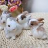 Mini Realistic Cute Plush Rabbit Fur Lifelike Animal Easter Bunny Model Gift Toy