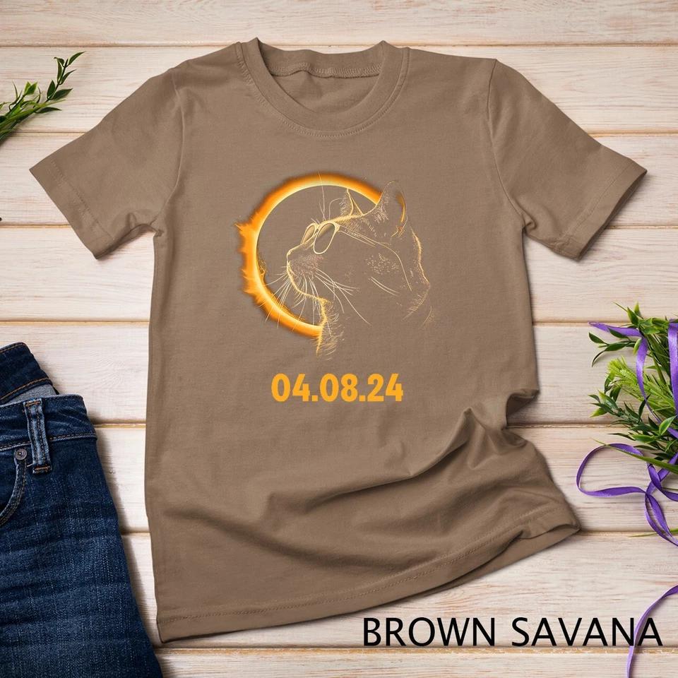 Solar Eclipse Cat Solar Eclipse Glasses Cat Funny T-Shirt Unisex T-shirt 2 2XL
