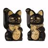 Goen-Neko Millionaire Cat (S-SIZE Black) Right Paw Raised / Ceramic_lucky cat Maneki-neko Beckoning 