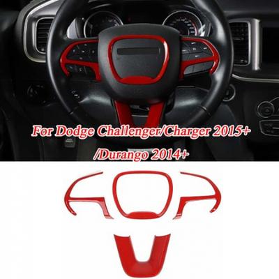 Red Steering Wheel Frame Covers Trim Decor For Dodge ChallengerCharger 2015+