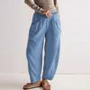 Women Elastic High Waist Pant Casual Fit Wide Leg Long Pants Trousers With Pockets