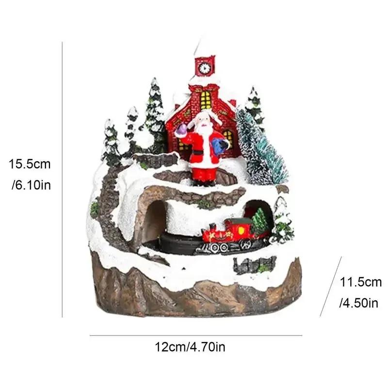 Unique Christmas Village Houses Sets Rotating Train Display Figurines-LED Light Up Musical,Battery Operated Holiday Decoration