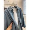 Guangzhou Thirteen Lines Women clothes Wear ~ Deep Light Blue Demin shirt ~ Retro Casual Shirt Spring and Autumn Thin Outerwear