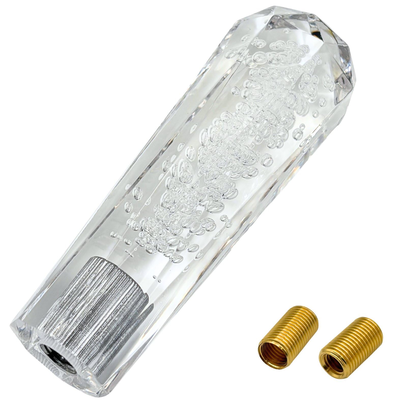 

MARUHADO Crystal Shift Knob Octagon Universal Truck Shift Lever with Conversion Adapter M8 M10 M12 P1.25 MT Clear 15cm 15cm