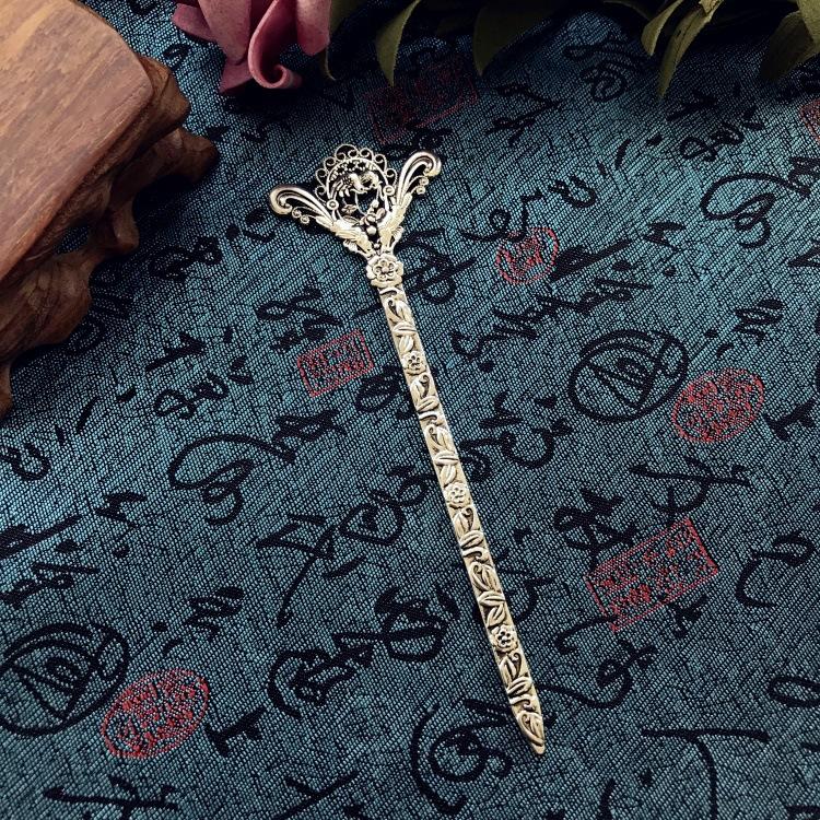 Retro ethnic style Miao silver hairpin antique bookmark female flower hairpin simple classical versatile disc hair hairpin hair accessories