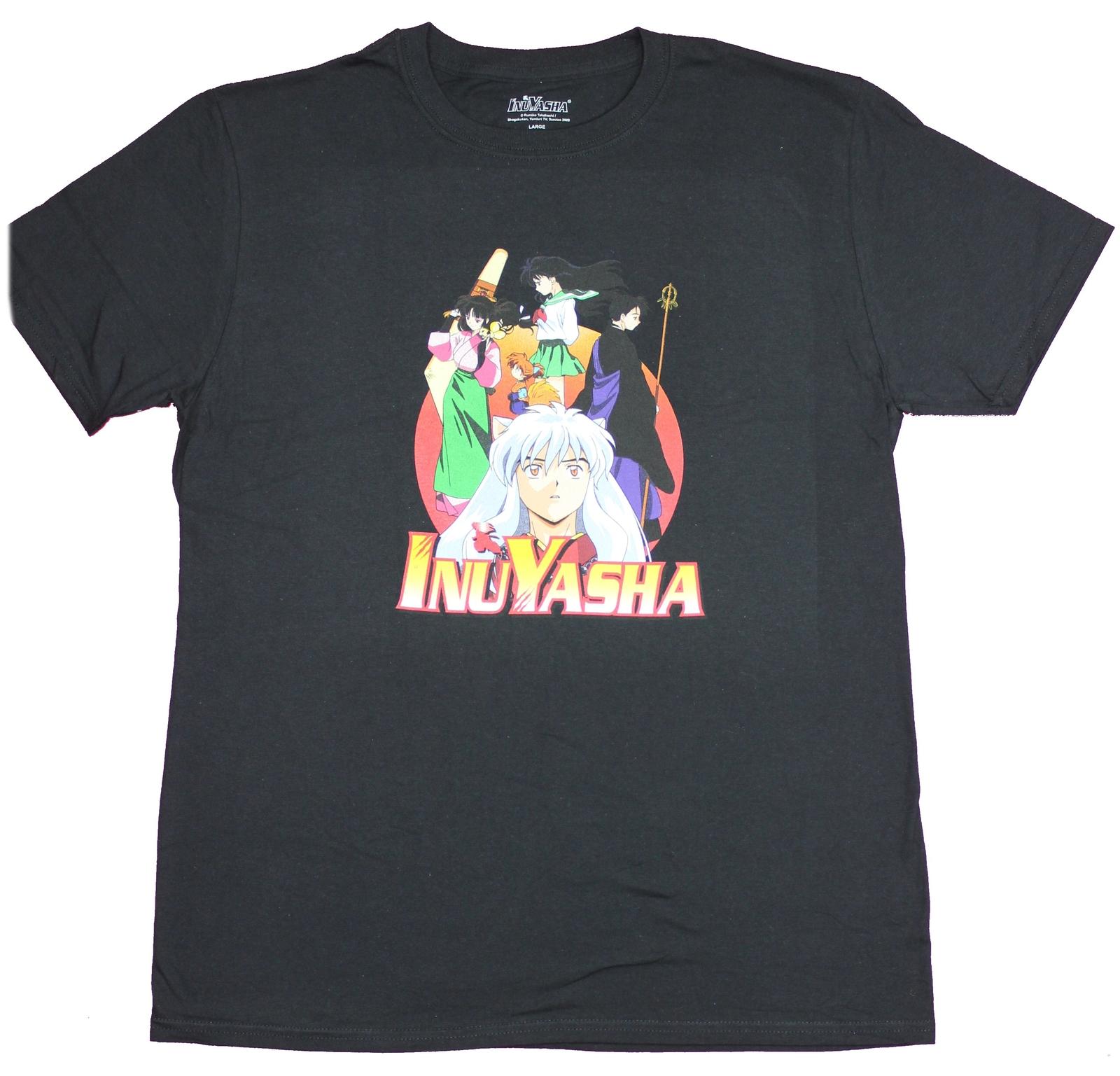 Inuyasha Adult New T-Shirt - Group Above Staring Ahead Over Name Pic XXXXL