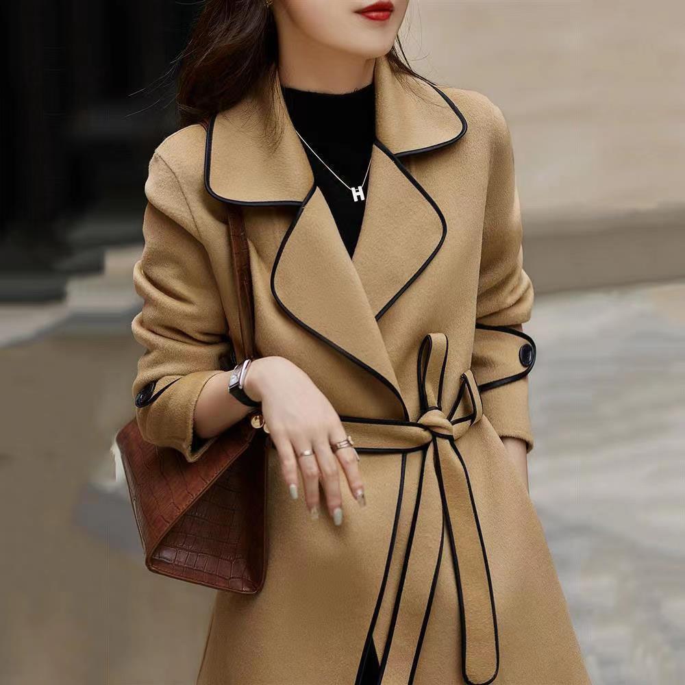 

Trendy Petite Mid-Length European Wool-Like Coat for Women M